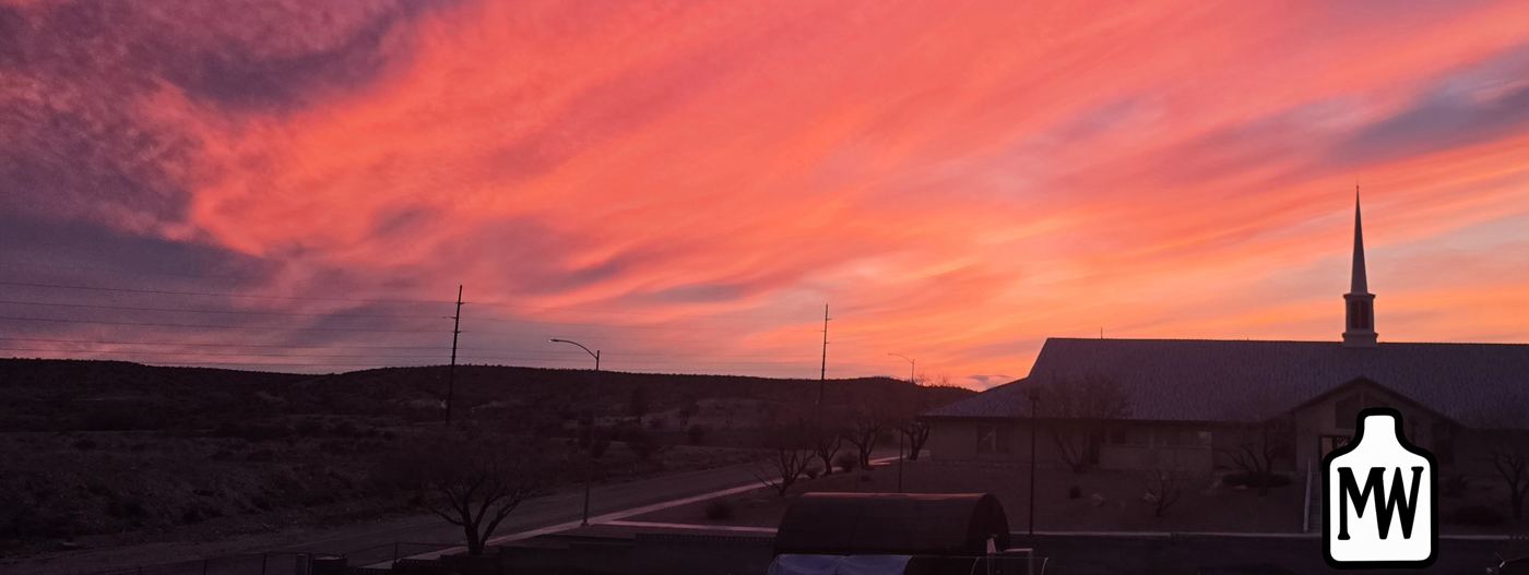 Sunset over the Moapa Valley seen from the homestead